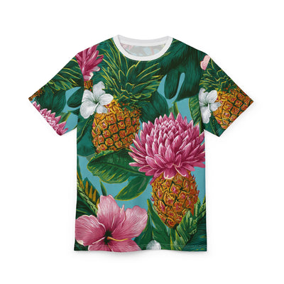 Tropical Pineapple Floral Tee — All-Over Print Hawaiian Shirt