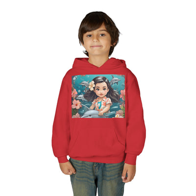 Dolphin Dreams Youth Hoodie - Cute Character Design, Perfect for Gifts, Kids Clothing, Ocean Vibes, Seasonal Wear