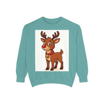 Reindeer Graphic Sweatshirt – Cute Cartoon Rudolph Christmas Pullover