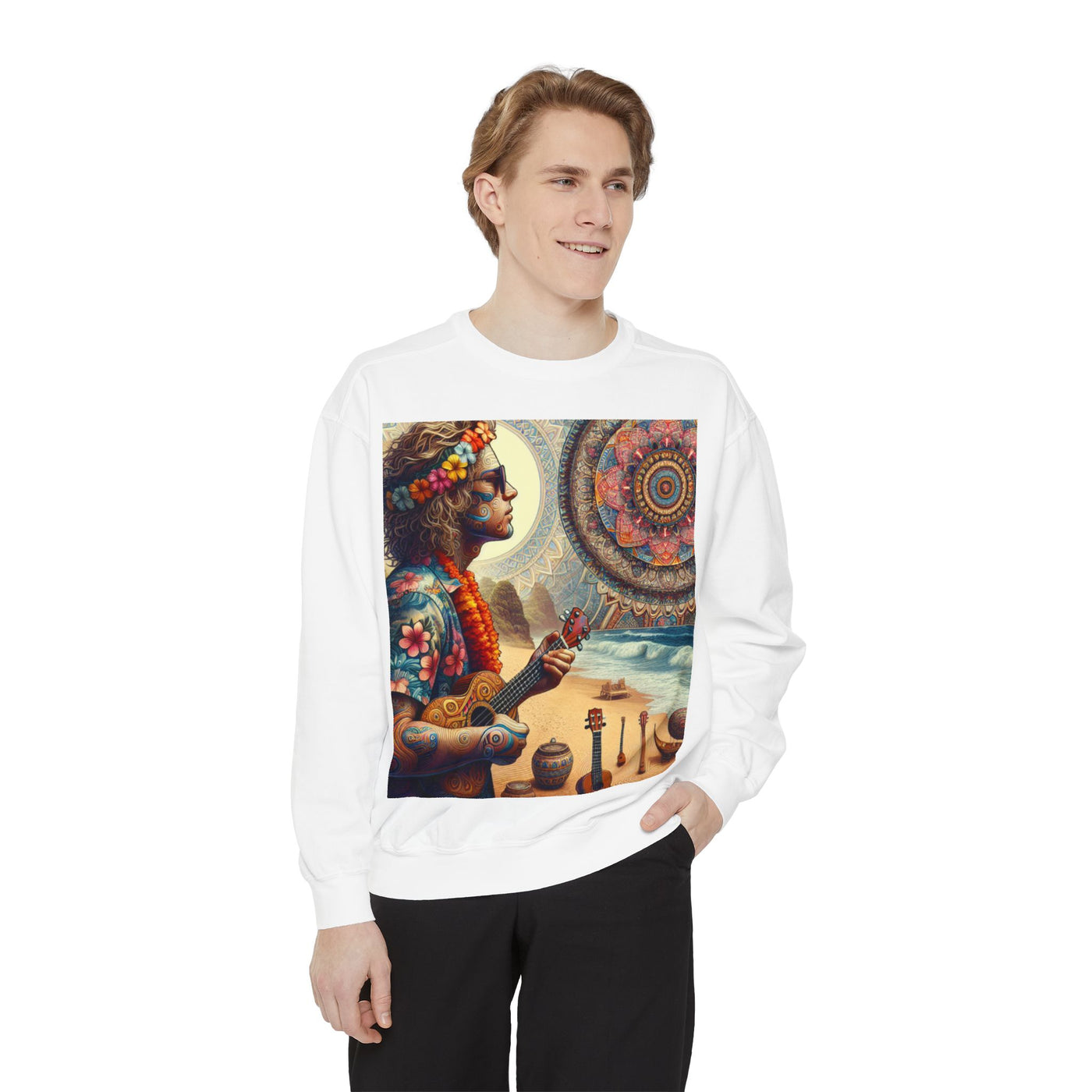 Bohemian Spirit Sweatshirt - Vibrant Garment-Dyed Hoodie, Casual Wear, Festival Style, Gift for Yogis, Artsy Vibes