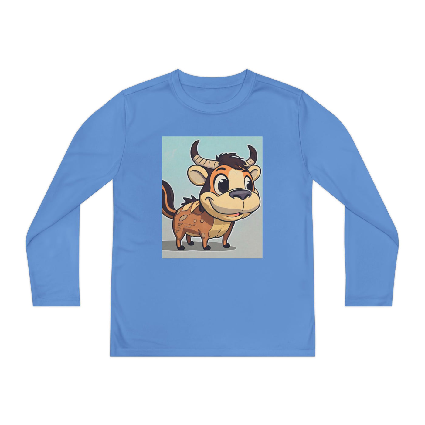 Kids Long Sleeve Tee — Cute Cartoon Bull Graphic