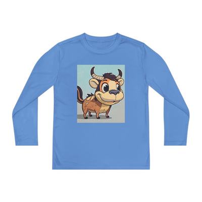 Kids Long Sleeve Tee — Cute Cartoon Bull Graphic