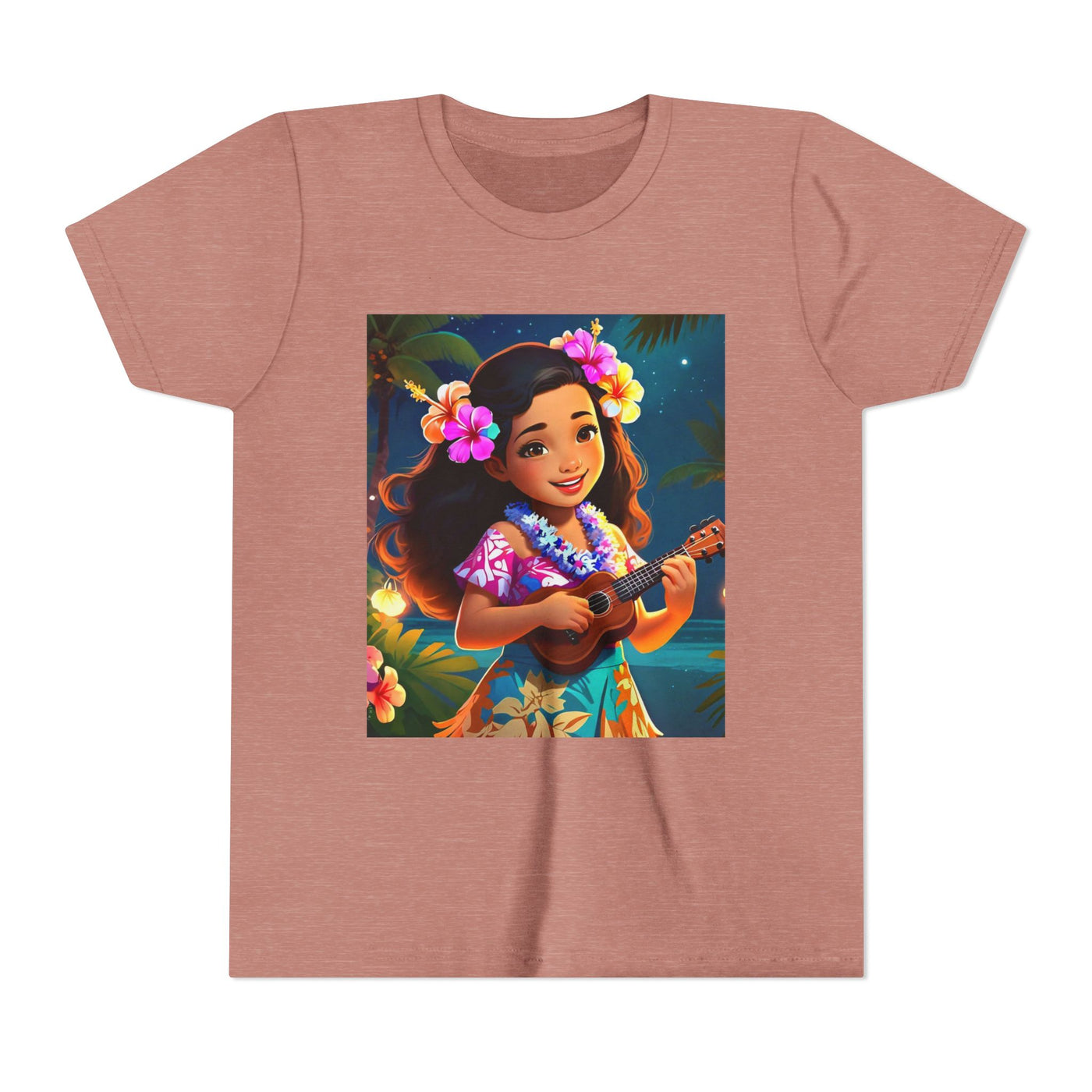 Hawaiian Melody Youth Tee, Tropical Short Sleeve Shirt, Fun Summer Kids Top, Vacation Outfit, Luau Party Wear