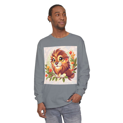 Adorable Lion Graphic Long Sleeve T-Shirt, Animal Lover Tee, Cute Gift for Kids & Toddlers, Birthday & Holiday Apparel, Nature Theme