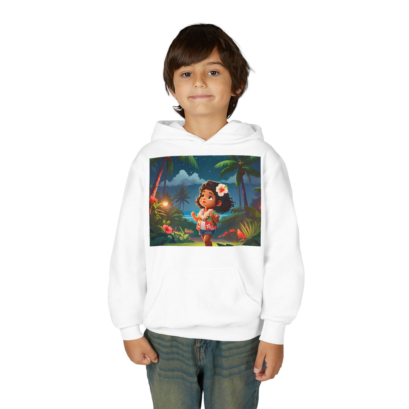 Children's Adventure Hoodie featuring Enchanted Island Scene, Cozy Sweatshirt for Kids, Perfect for Play, Gifts, and Camping