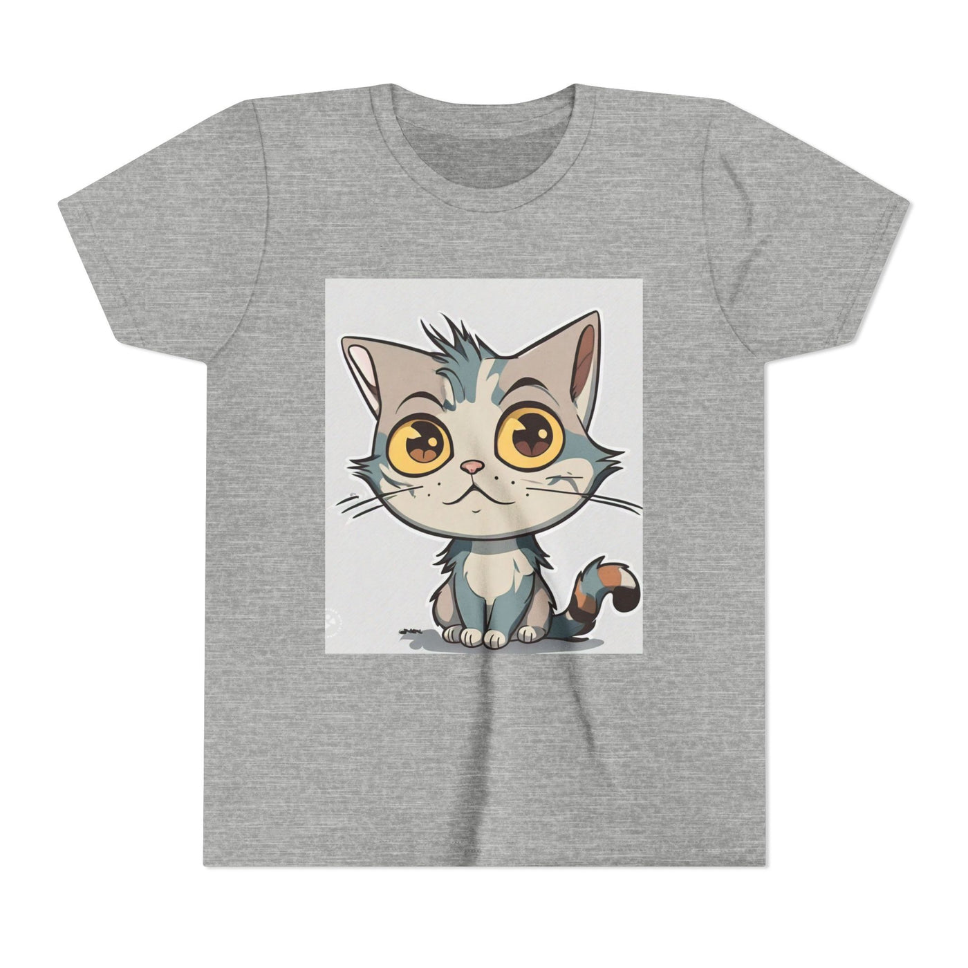 Cute Cartoon Cat Youth Tee, Kids T-Shirt, Cat Lover Gift, Fun Graphic Tee, Birthday Present, Animal Shirt