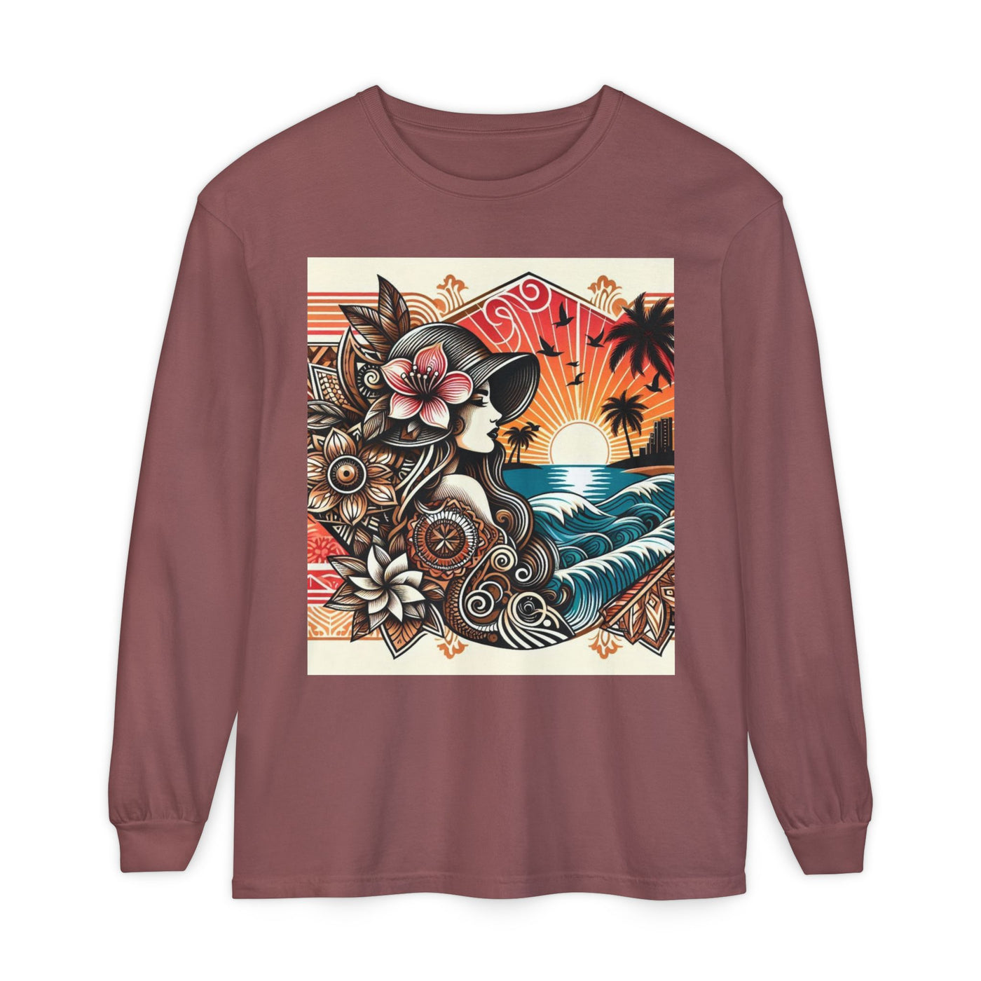 Hawaiian Sunset Floral Long Sleeve Tee