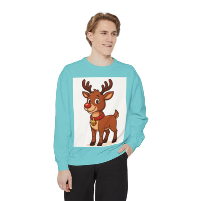 Reindeer Graphic Sweatshirt – Cute Cartoon Rudolph Christmas Pullover
