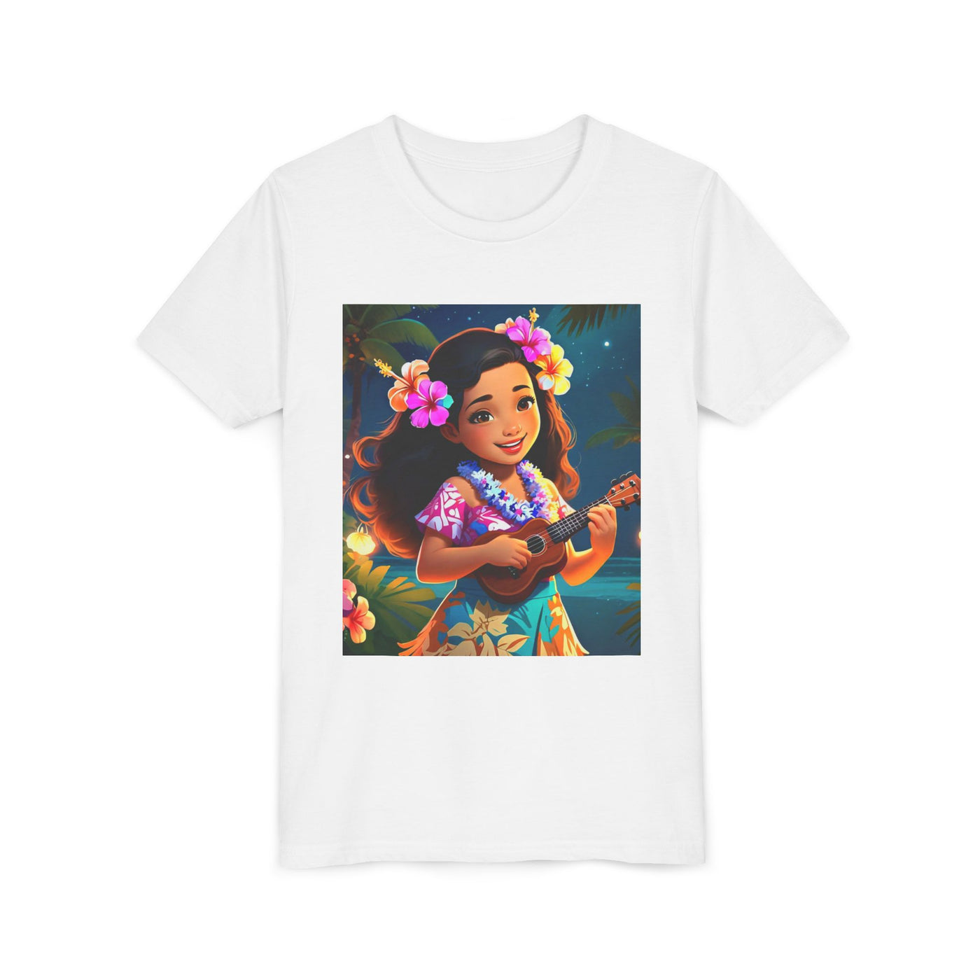 Hawaiian Melody Youth Tee, Tropical Short Sleeve Shirt, Fun Summer Kids Top, Vacation Outfit, Luau Party Wear