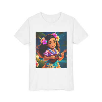 Hawaiian Melody Youth Tee, Tropical Short Sleeve Shirt, Fun Summer Kids Top, Vacation Outfit, Luau Party Wear