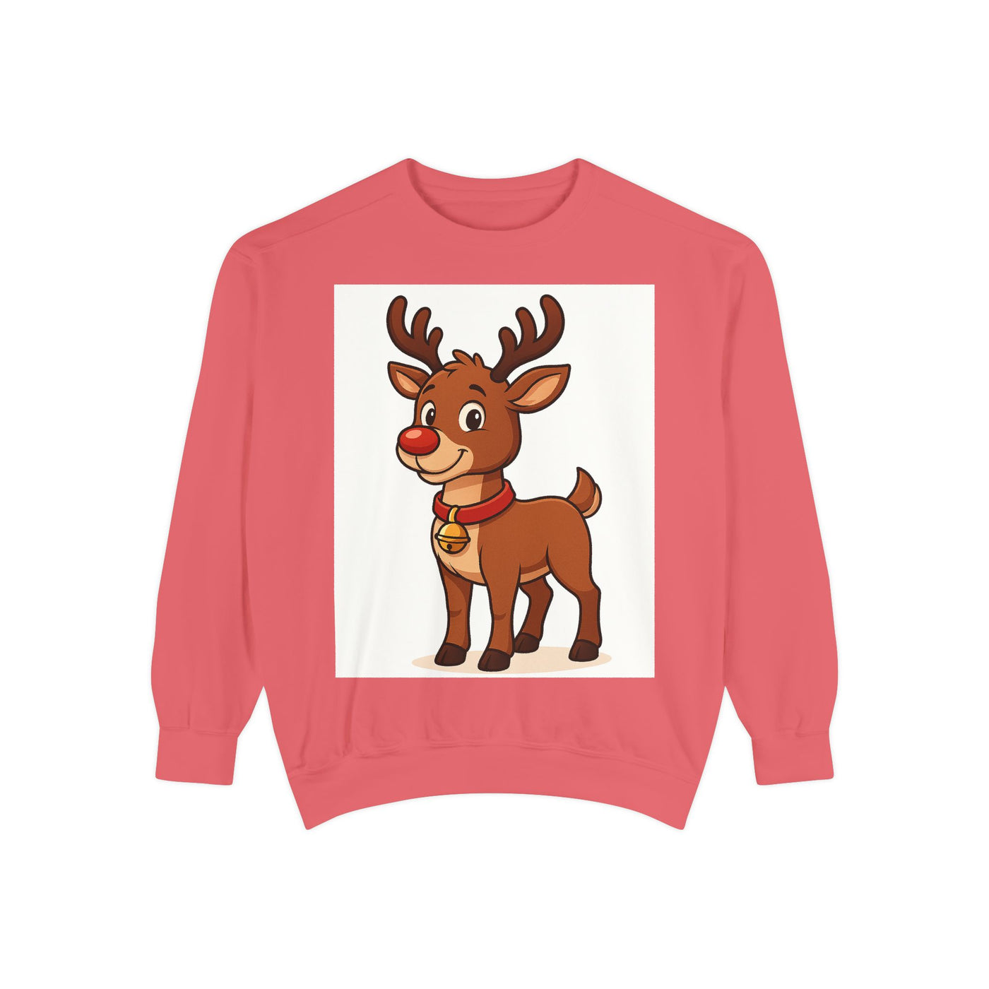 Reindeer Graphic Sweatshirt – Cute Cartoon Rudolph Christmas Pullover