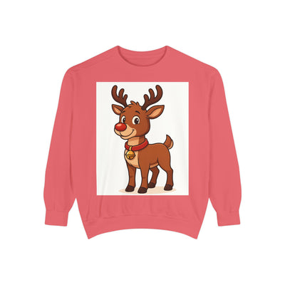 Reindeer Graphic Sweatshirt – Cute Cartoon Rudolph Christmas Pullover