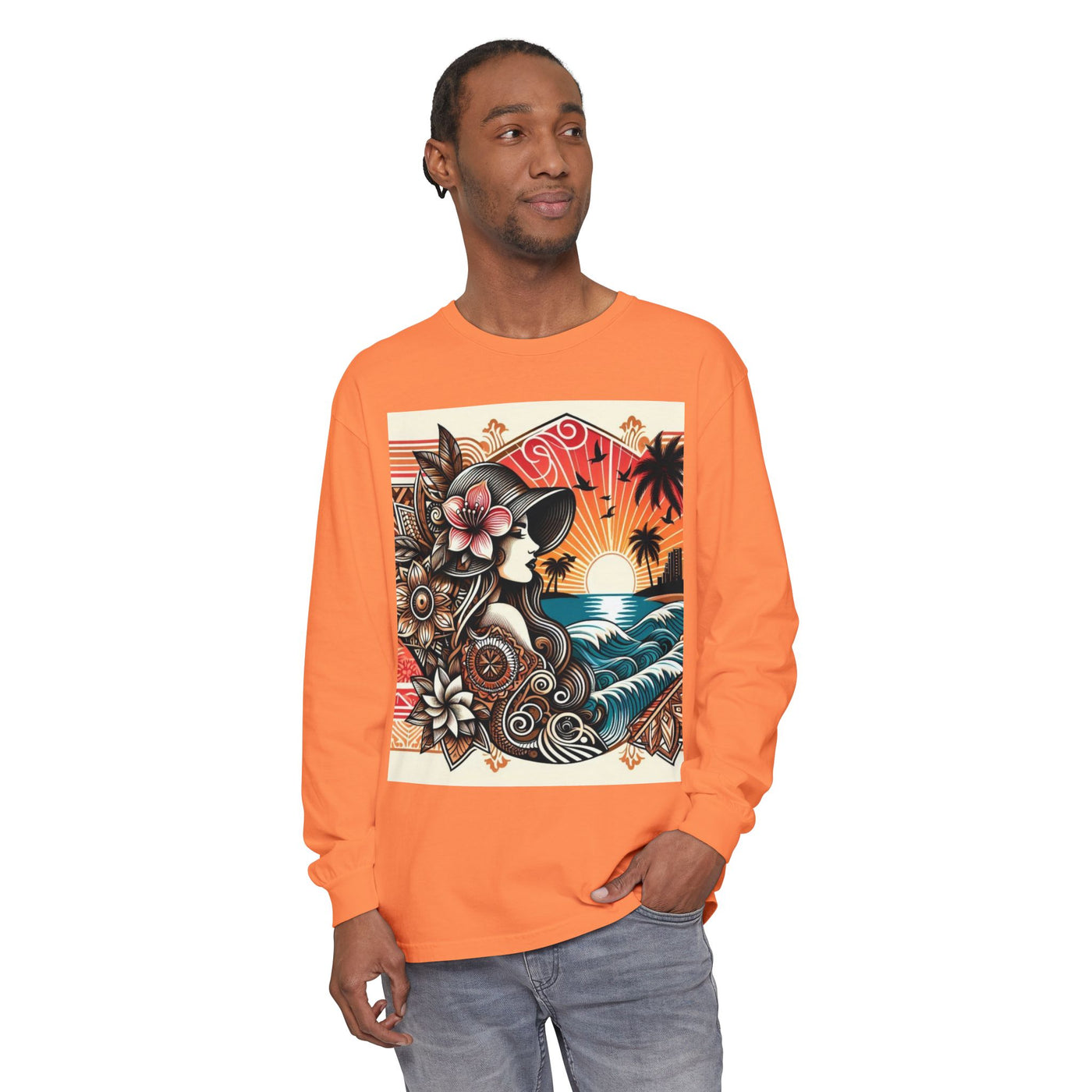 Hawaiian Sunset Floral Long Sleeve Tee