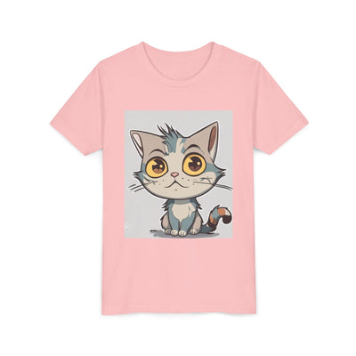 Cute Cartoon Cat Youth Tee, Kids T-Shirt, Cat Lover Gift, Fun Graphic Tee, Birthday Present, Animal Shirt