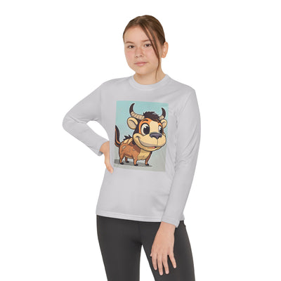 Kids Long Sleeve Tee — Cute Cartoon Bull Graphic