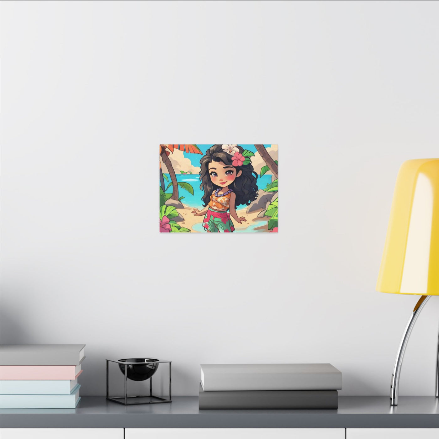 Tropical Girl Beach Canvas — Cute Hawaiian Island Wall Art