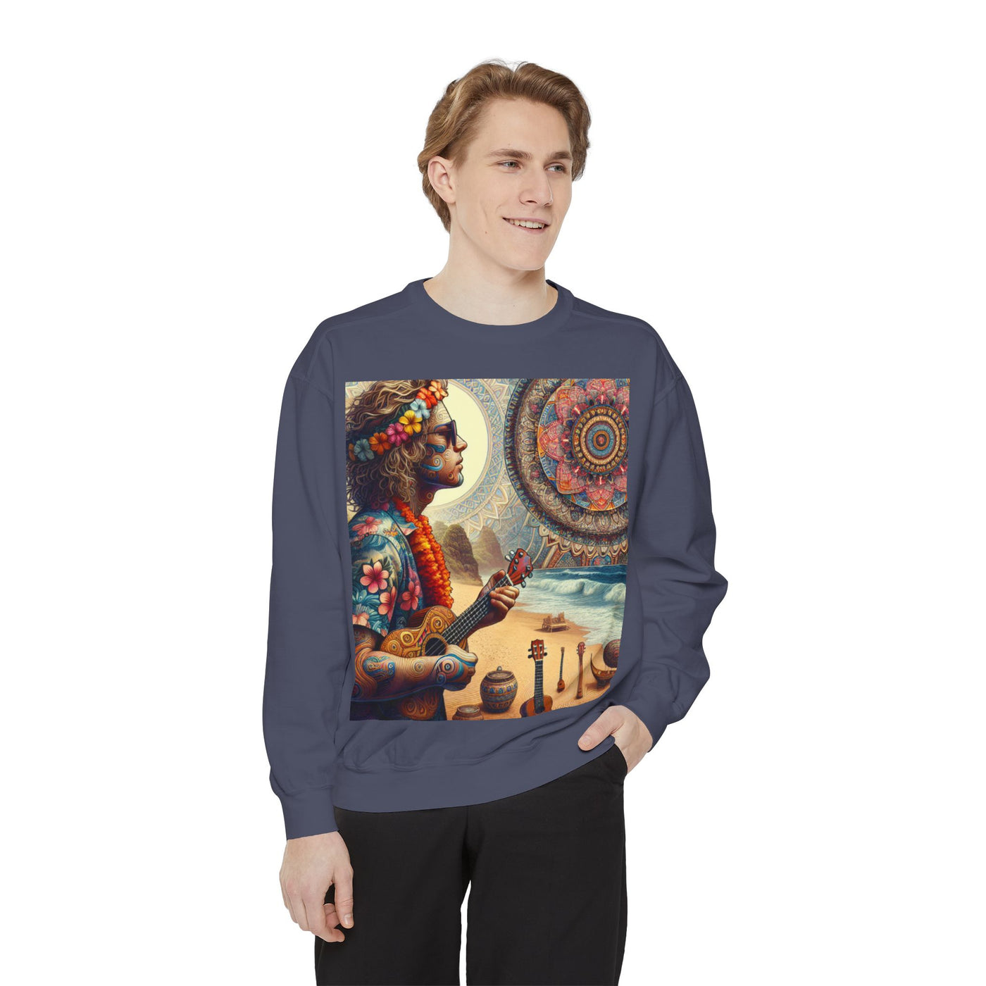 Bohemian Spirit Sweatshirt - Vibrant Garment-Dyed Hoodie, Casual Wear, Festival Style, Gift for Yogis, Artsy Vibes