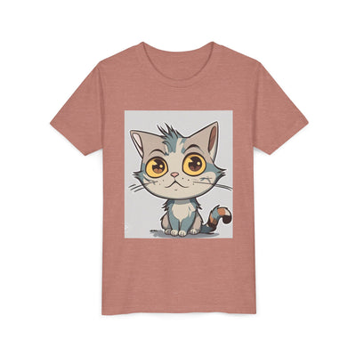 Cute Cartoon Cat Youth Tee, Kids T-Shirt, Cat Lover Gift, Fun Graphic Tee, Birthday Present, Animal Shirt