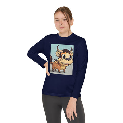 Kids Long Sleeve Tee — Cute Cartoon Bull Graphic
