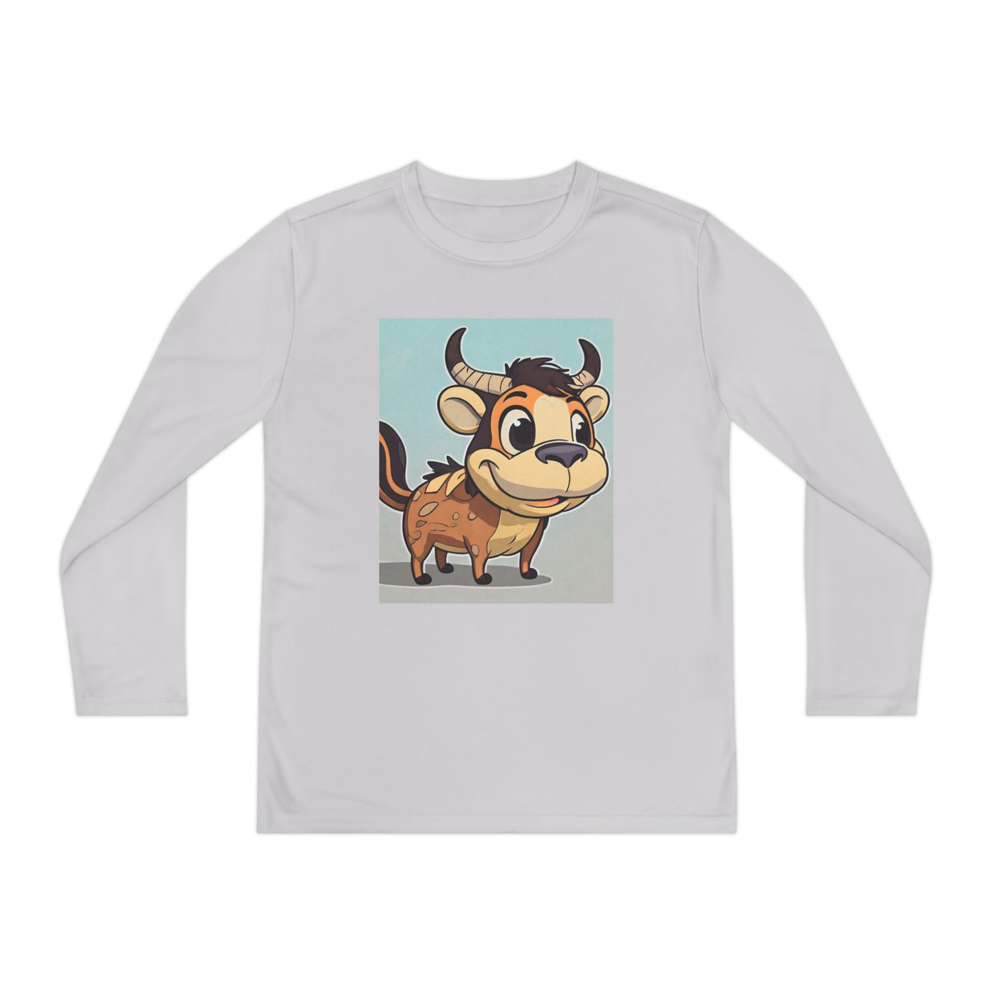 Kids Long Sleeve Tee — Cute Cartoon Bull Graphic