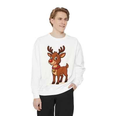 Reindeer Graphic Sweatshirt – Cute Cartoon Rudolph Christmas Pullover