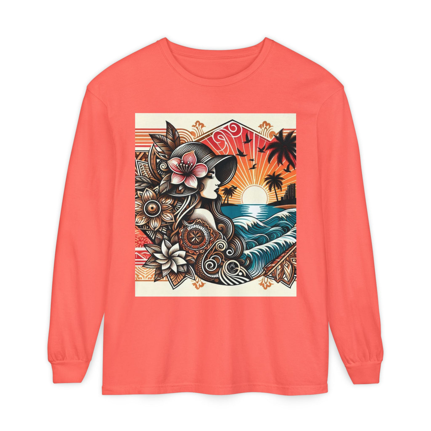 Hawaiian Sunset Floral Long Sleeve Tee
