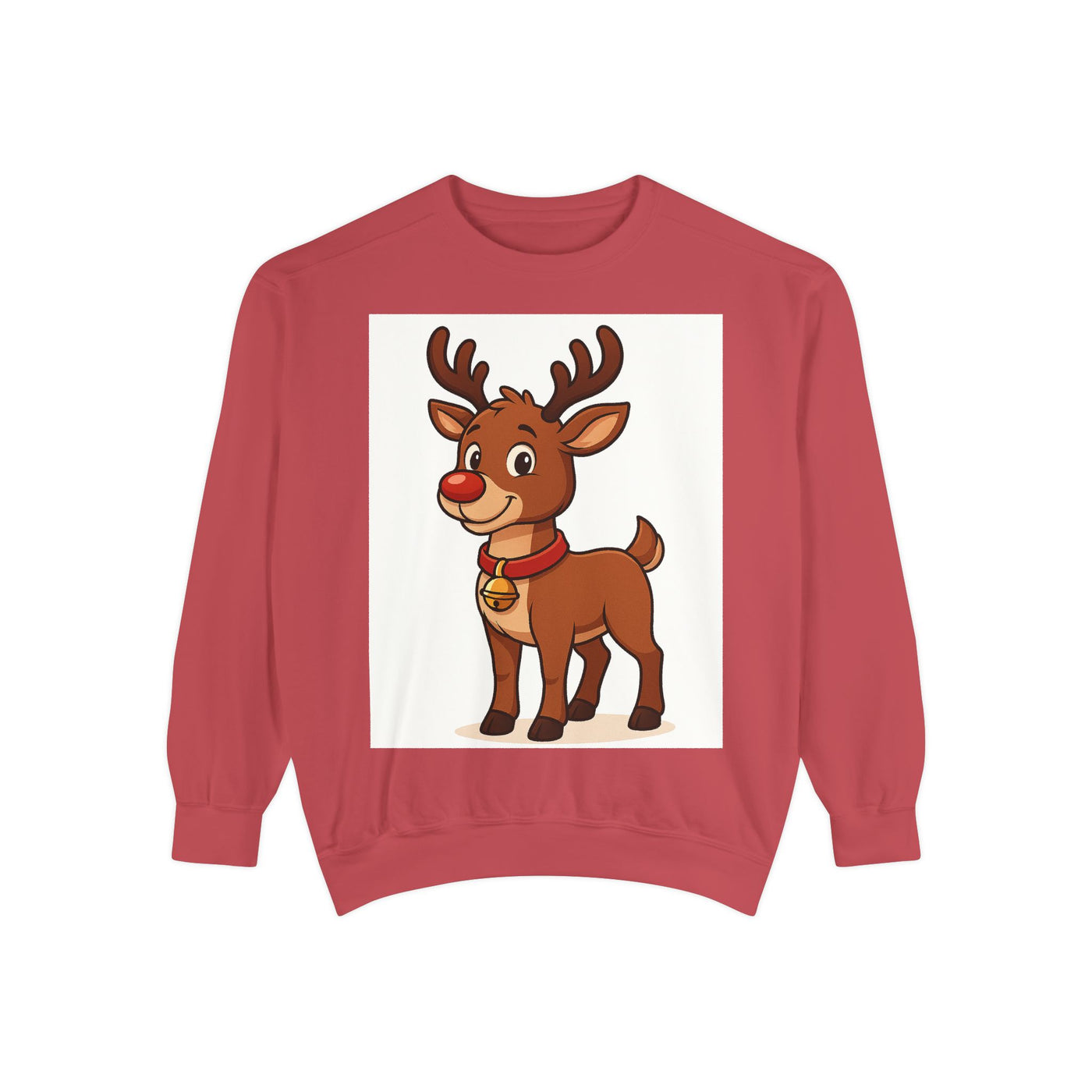 Reindeer Graphic Sweatshirt – Cute Cartoon Rudolph Christmas Pullover