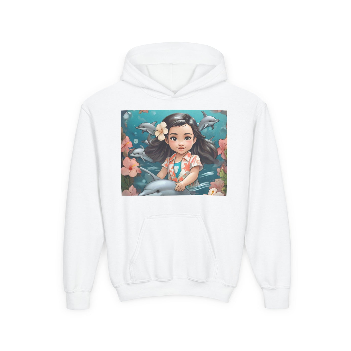 Dolphin Dreams Youth Hoodie - Cute Character Design, Perfect for Gifts, Kids Clothing, Ocean Vibes, Seasonal Wear