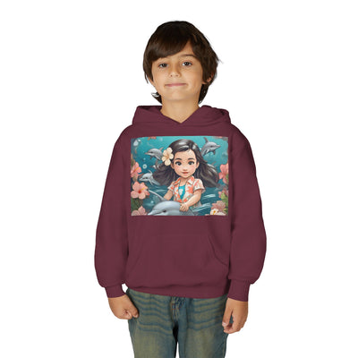 Dolphin Dreams Youth Hoodie - Cute Character Design, Perfect for Gifts, Kids Clothing, Ocean Vibes, Seasonal Wear