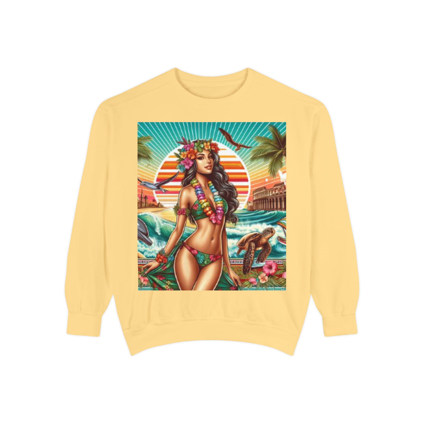Tropical Vibe Sweatshirt - Beachy Casual Wear, Summer Outfits, Holiday Gift, Beach Lover Apparel, Colorful Graphic Design