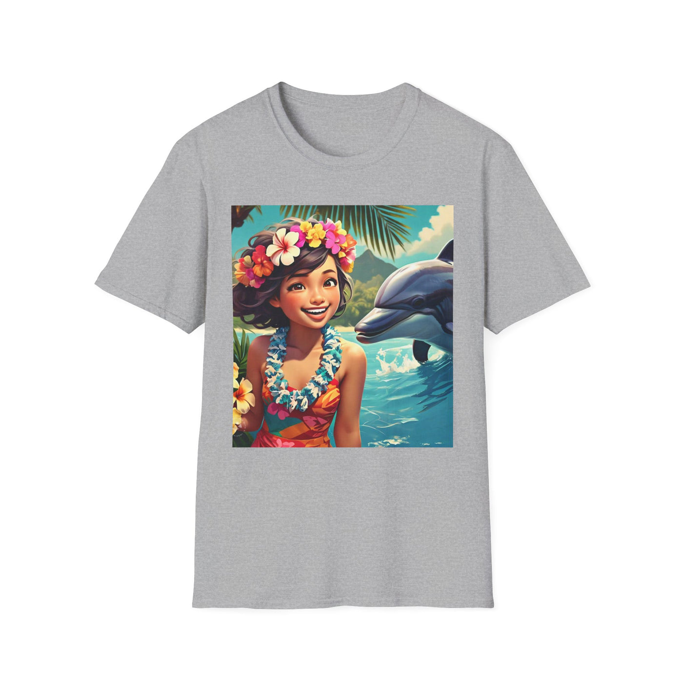 Tropical Dolphin Graphic Tee | Relaxed Vibe, Vacation Wear, Beach Party, Gift for Nature Lovers, Summer Fun
