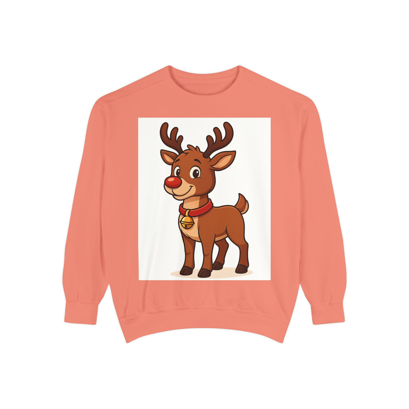 Reindeer Graphic Sweatshirt – Cute Cartoon Rudolph Christmas Pullover