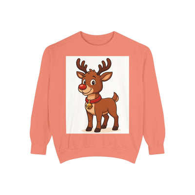Reindeer Graphic Sweatshirt – Cute Cartoon Rudolph Christmas Pullover