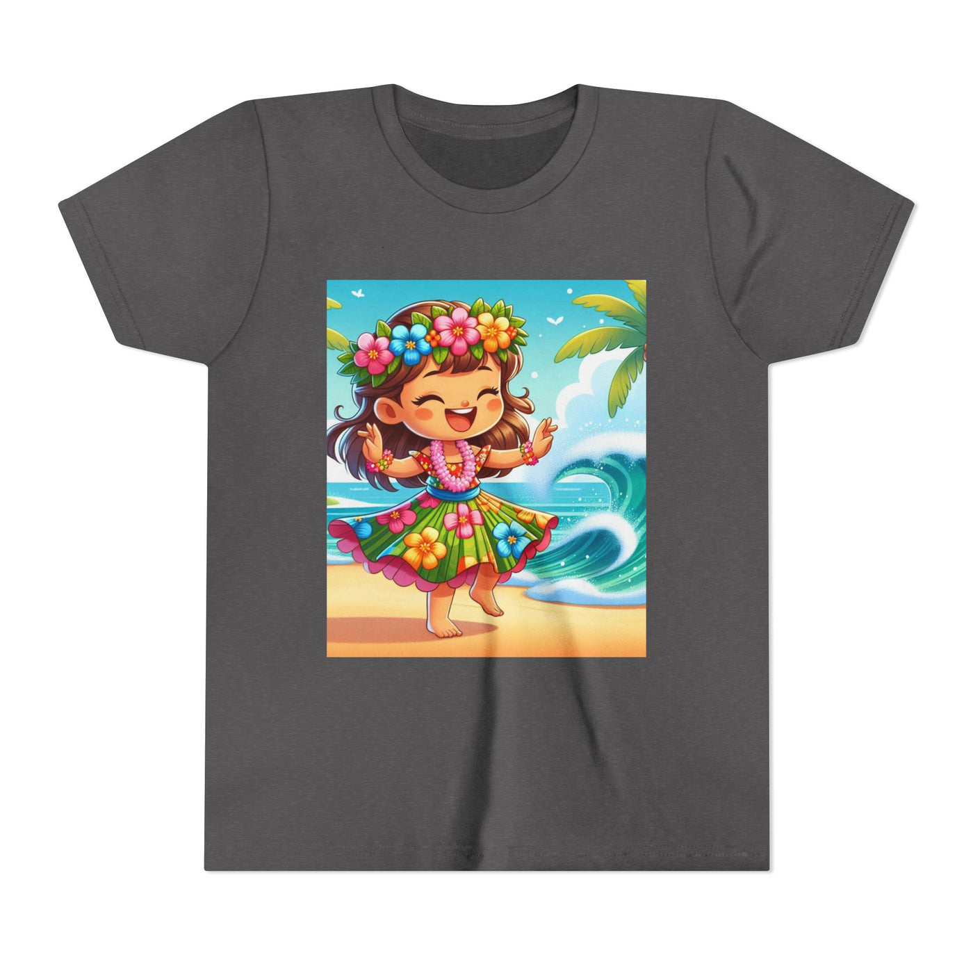 Hawaiian Luau Youth Tee, Cute Beach Shirt, Kids Tropical Summer Fun Tee, Tropical Vacation Gift, Floral Dance Tee