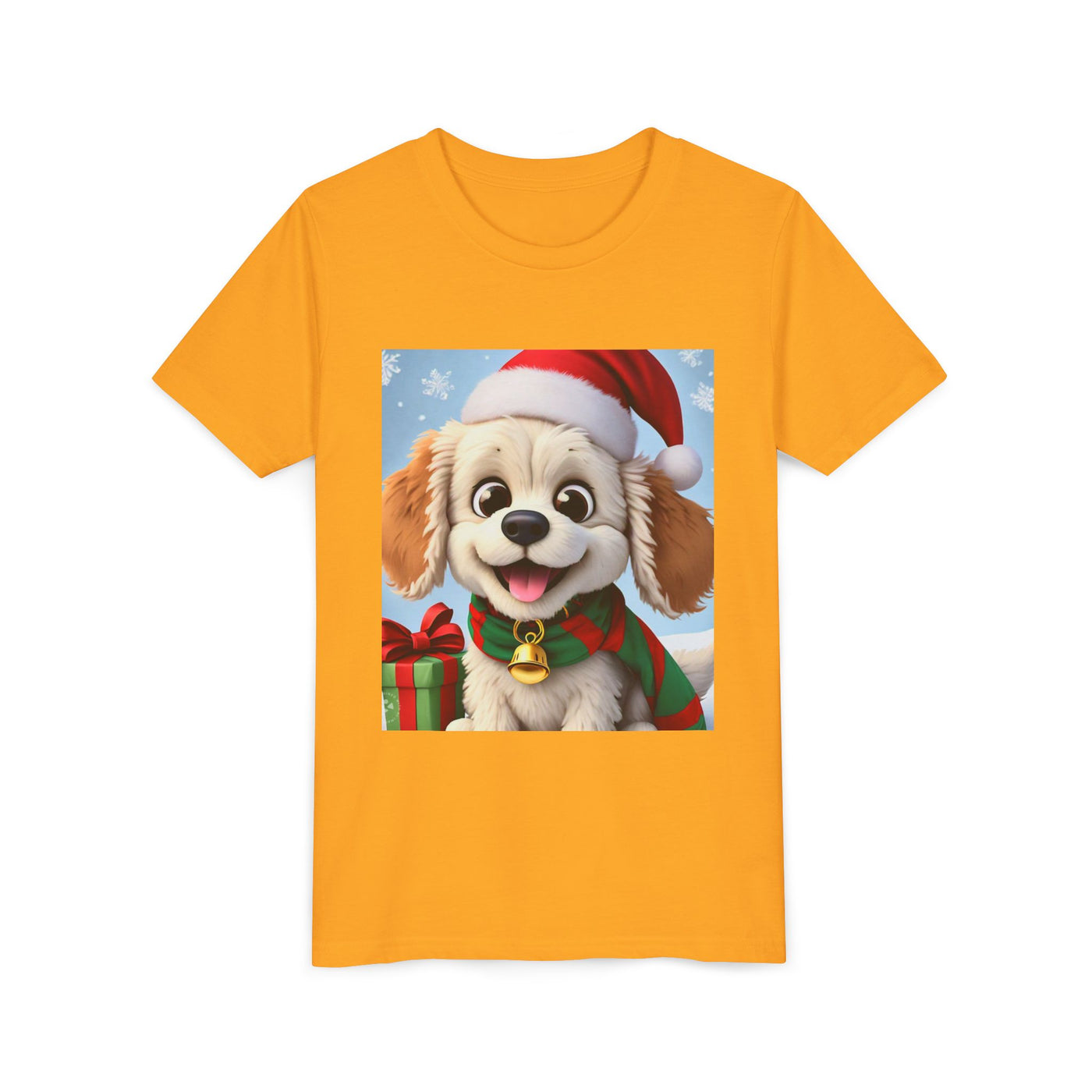 Cute Puppy Holiday Youth Short Sleeve Tee, Kids Christmas Gift, Dog Lover Shirt, Holiday Apparel, Fun Winter Wear