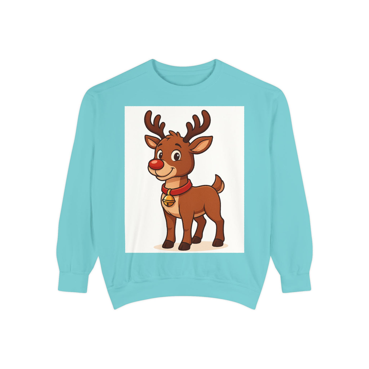 Reindeer Graphic Sweatshirt – Cute Cartoon Rudolph Christmas Pullover