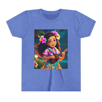 Hawaiian Melody Youth Tee, Tropical Short Sleeve Shirt, Fun Summer Kids Top, Vacation Outfit, Luau Party Wear