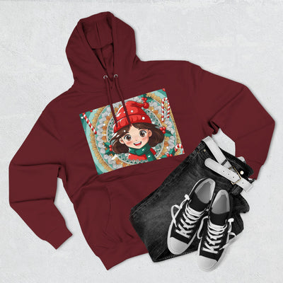 Cute Holiday Three-Panel Fleece Hoodie, Christmas Gift, Cozy Pullover, Winter Apparel, Kids Sweater, Cartoon Design