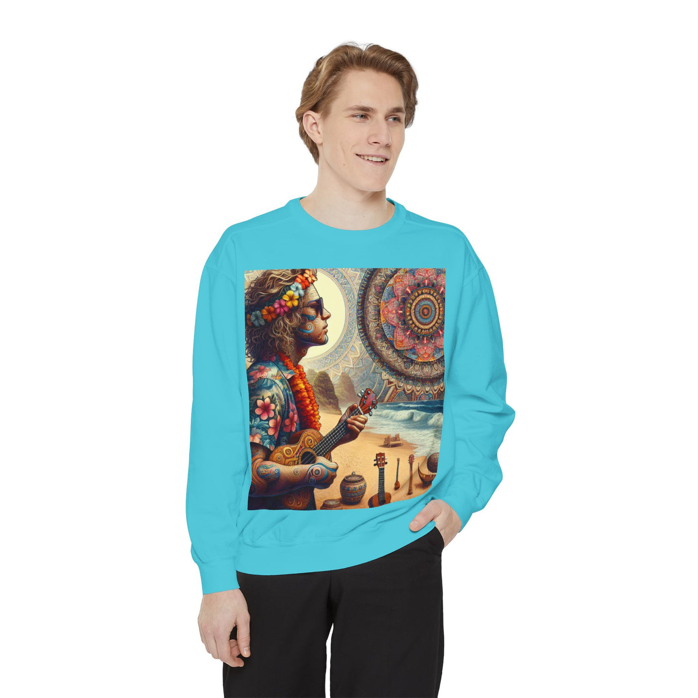 Bohemian Spirit Sweatshirt - Vibrant Garment-Dyed Hoodie, Casual Wear, Festival Style, Gift for Yogis, Artsy Vibes