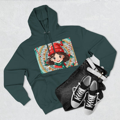 Cute Holiday Three-Panel Fleece Hoodie, Christmas Gift, Cozy Pullover, Winter Apparel, Kids Sweater, Cartoon Design