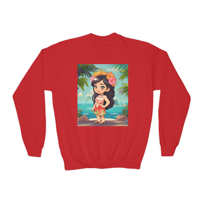 Hawaiian Hula Girl Youth Crewneck Sweatshirt