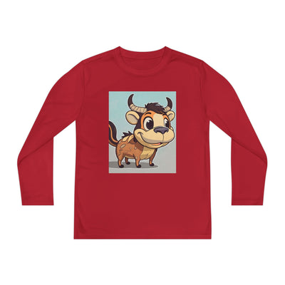 Kids Long Sleeve Tee — Cute Cartoon Bull Graphic