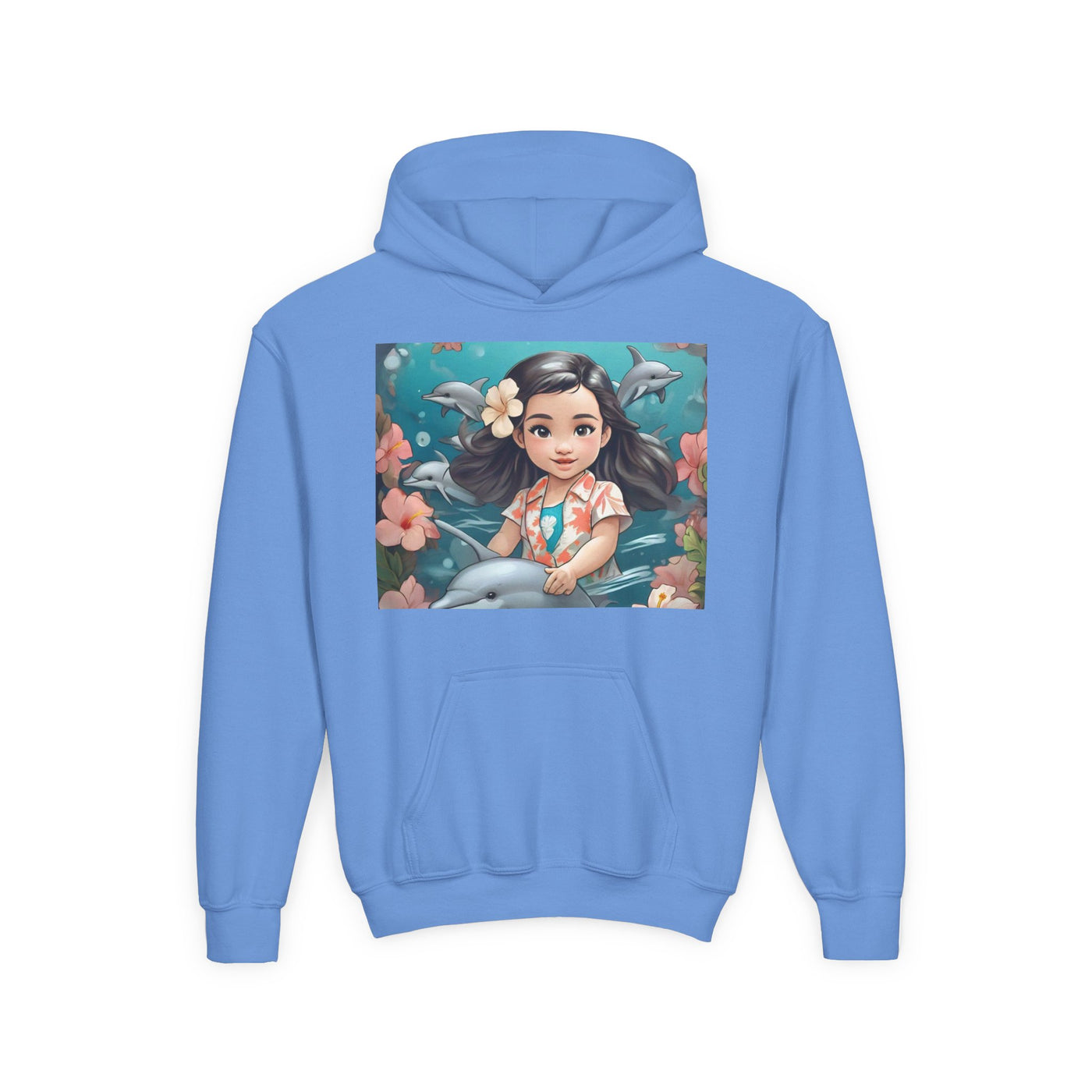 Dolphin Dreams Youth Hoodie - Cute Character Design, Perfect for Gifts, Kids Clothing, Ocean Vibes, Seasonal Wear