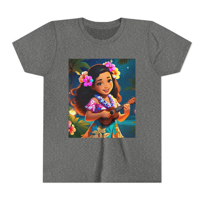 Hawaiian Melody Youth Tee, Tropical Short Sleeve Shirt, Fun Summer Kids Top, Vacation Outfit, Luau Party Wear