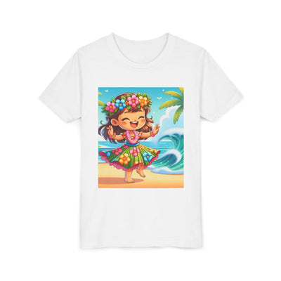 Hawaiian Luau Youth Tee, Cute Beach Shirt, Kids Tropical Summer Fun Tee, Tropical Vacation Gift, Floral Dance Tee