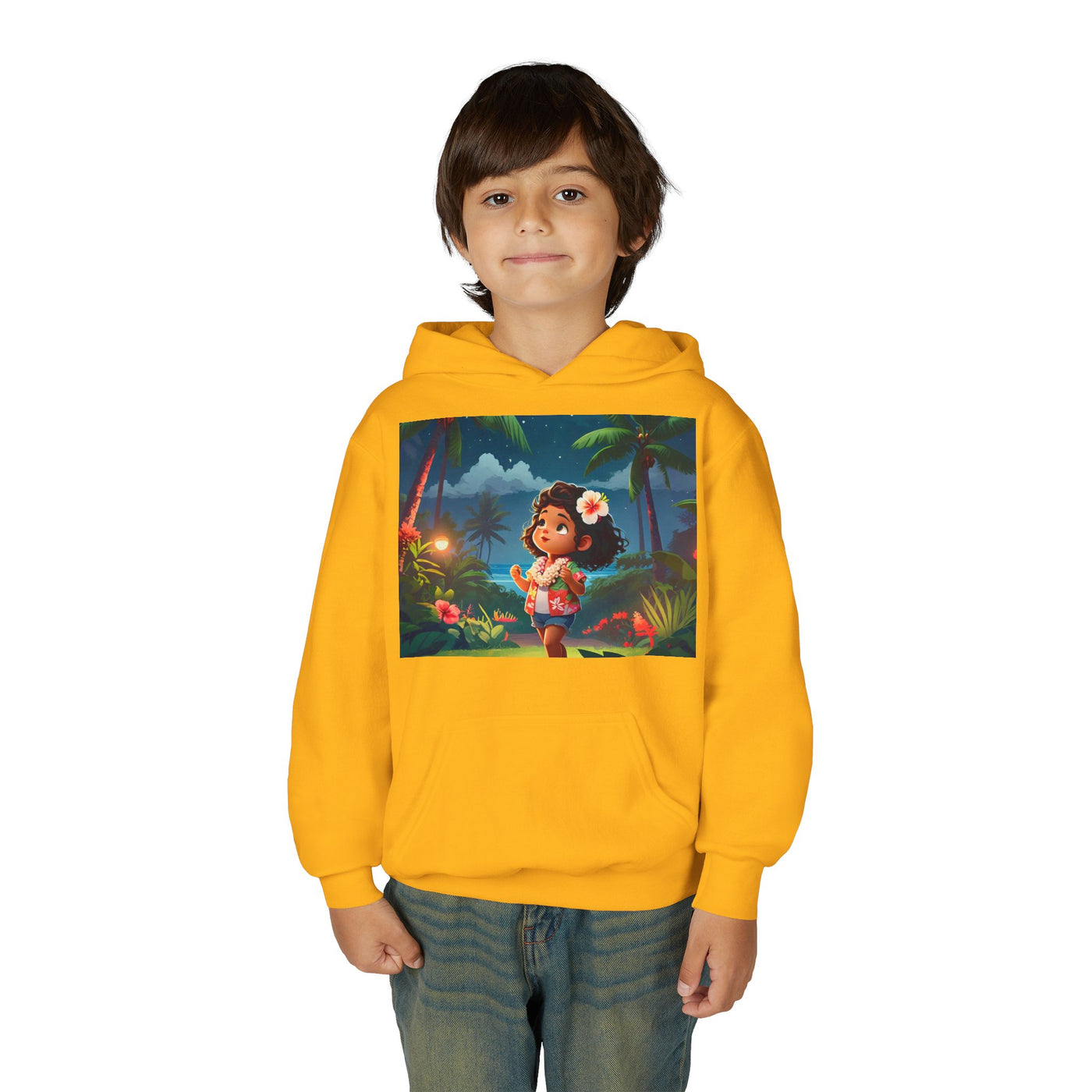 Children's Adventure Hoodie featuring Enchanted Island Scene, Cozy Sweatshirt for Kids, Perfect for Play, Gifts, and Camping