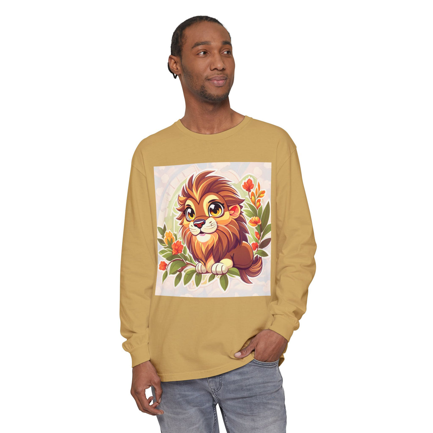 Adorable Lion Graphic Long Sleeve T-Shirt, Animal Lover Tee, Cute Gift for Kids & Toddlers, Birthday & Holiday Apparel, Nature Theme