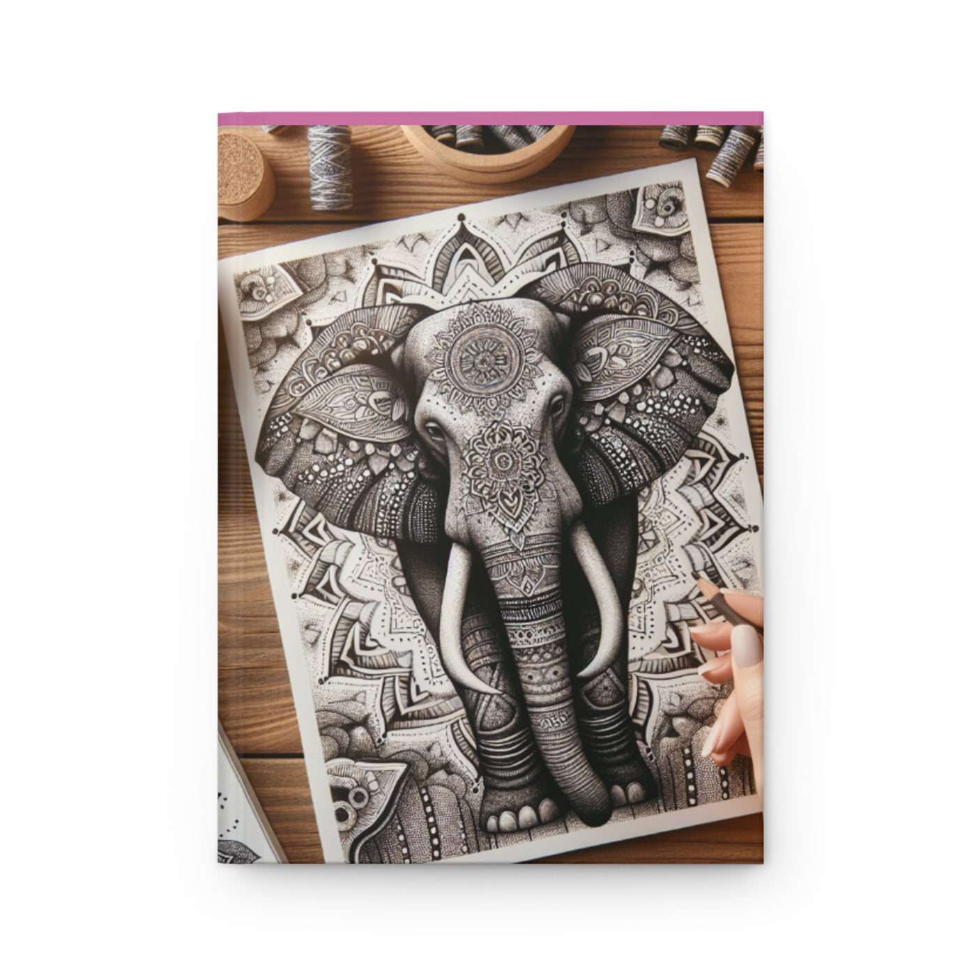 Elegant Elephant Design Hardcover Journal, Art Notebook for Creativity, Gift for Writers, Journal for Nature Lovers, Sketchbook