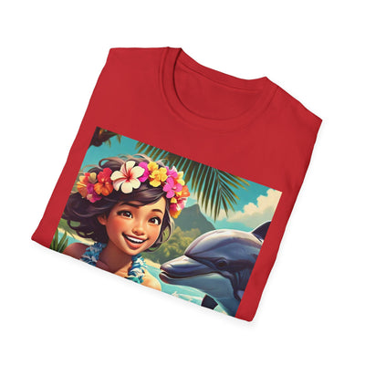 Tropical Dolphin Graphic Tee | Relaxed Vibe, Vacation Wear, Beach Party, Gift for Nature Lovers, Summer Fun