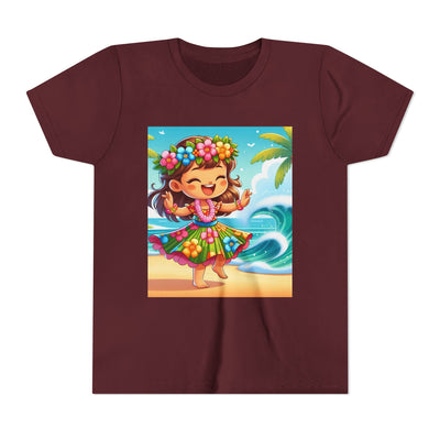 Hawaiian Luau Youth Tee, Cute Beach Shirt, Kids Tropical Summer Fun Tee, Tropical Vacation Gift, Floral Dance Tee